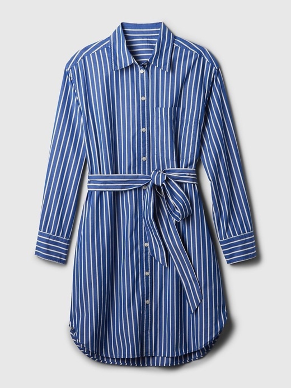 GAP Blue and White Organic Cotton Stripe Mini Shirtdress